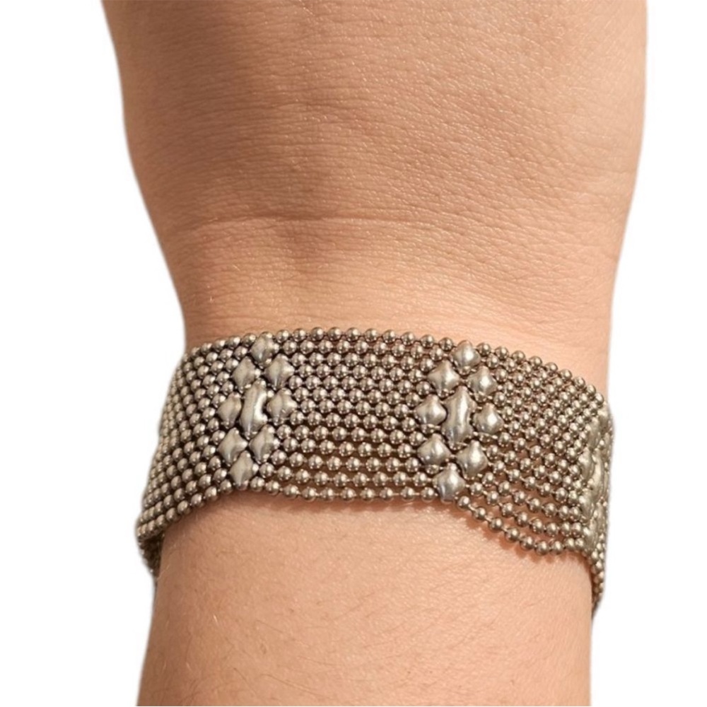 SG by Sergio Gutierrez Liquid Metal Diamond Shape Silver Snap Bracelet